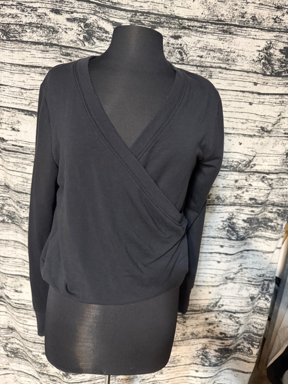 Athleta Black Wrap-Style Long Sleeve Top